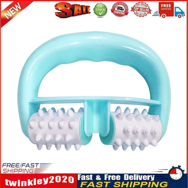 Body Roller Massager Arm Leg Dual Wheel Pain Relief Massage Tool (Blue) Newly