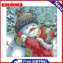 Partial Cross Stitch 11CT Kiss Snowman Counted Embroidery DIY Christmas Home Art