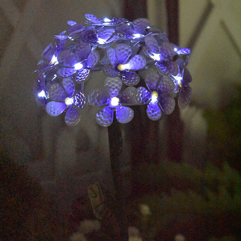 LED Solar Hydrangea Light Flower Lawn Stake Lamp Outdoor Garden Decor (B)