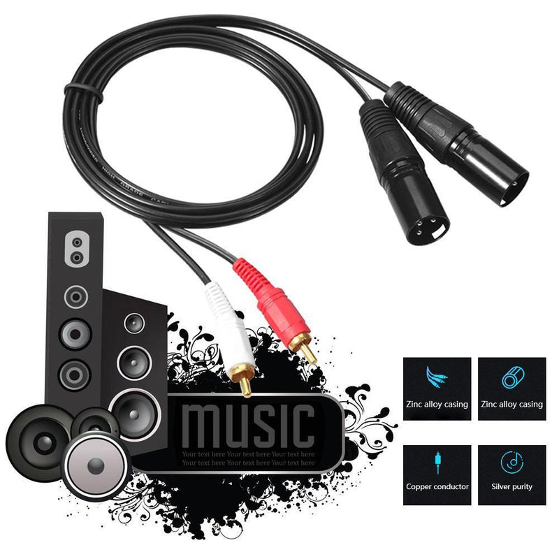 Dual RCA Male to XLR Male Cable 2 XLR to 2 RCA Plug HIFI Stereo Audio Cable