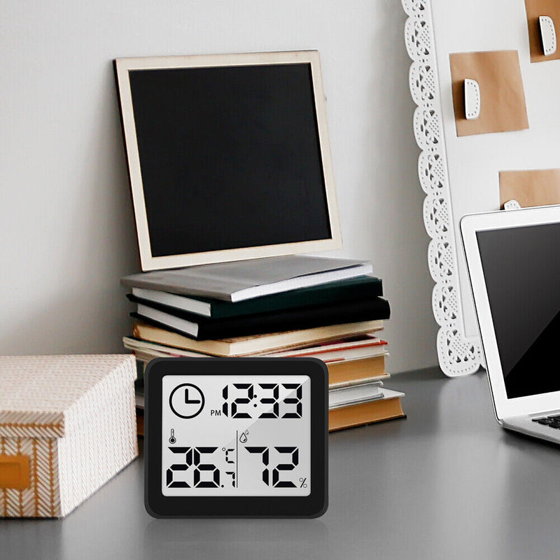 Digital Thermometer Hygrometer Dry Meter Electronic Indoor 3.2inch (Black)