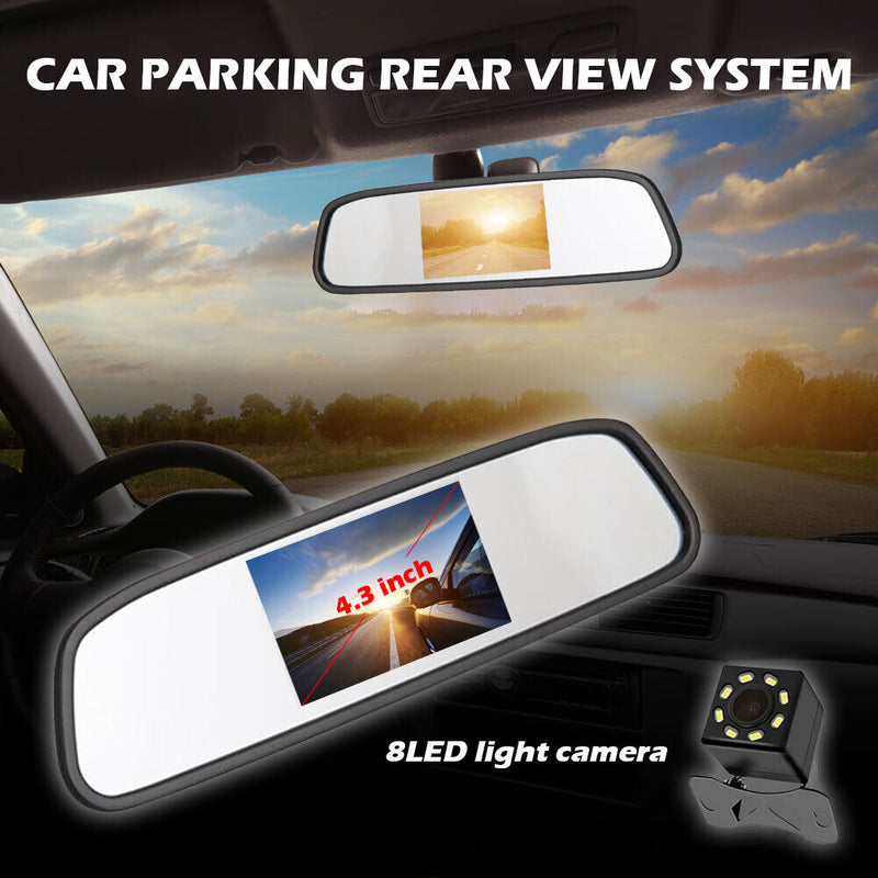 4.3 inch Car Mirror Monitor Auto Parking System with 8LED Rear View Camera Newly