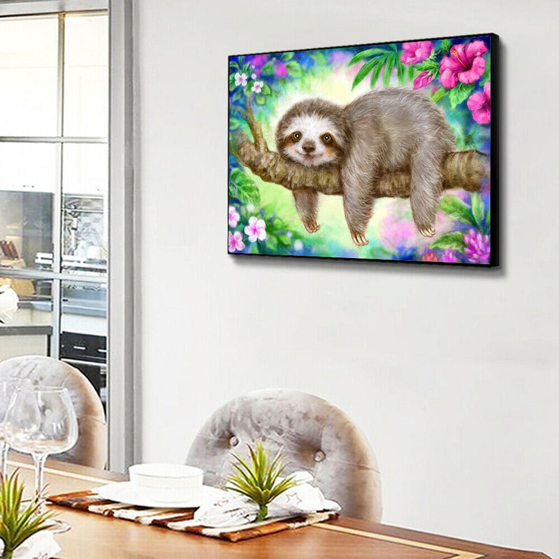 DIY Handpainted Sloth Oil Paint by Numbers Picture Drawing Craft Kit Artwor