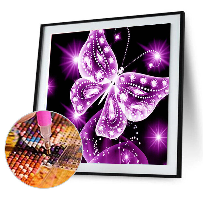 Butterfly 5D Full Drill Diamond Painting Embroidery DIY Cross Stitch(Pink) Newly
