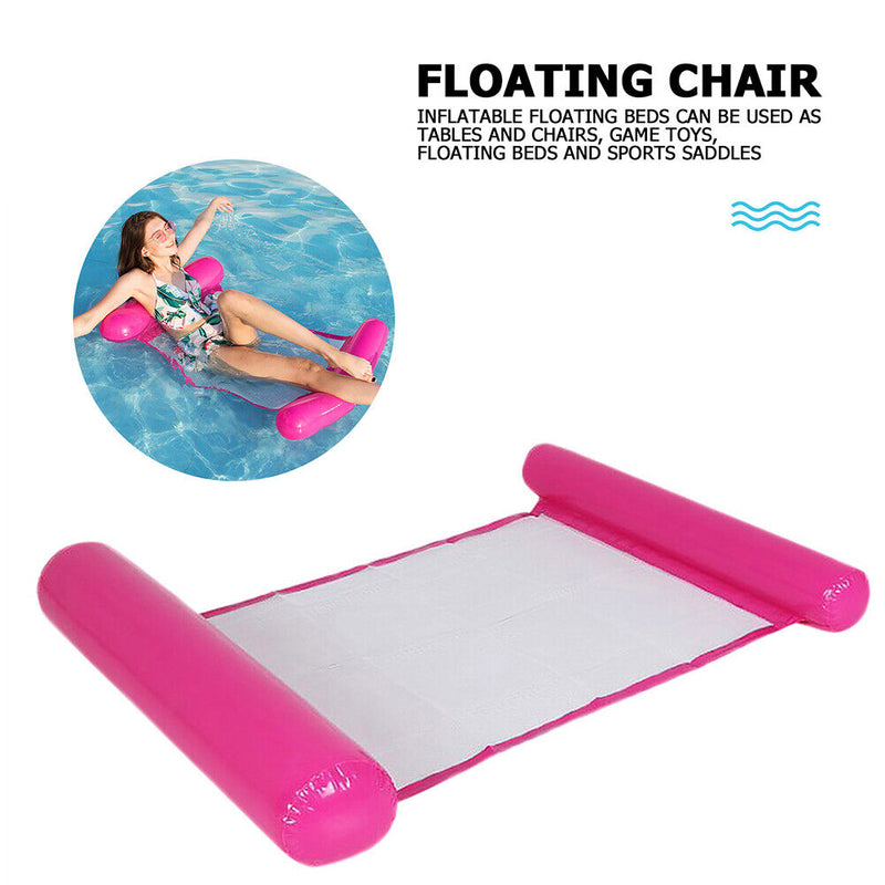 Water Hammock Inflatable Floating Swimming Pool Lounge Chair (Rose Red) Newly
