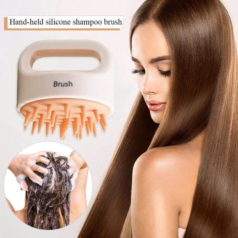 Silicone Scalp Head Massager Comb Handheld Hair Washing SPA Brush (Pink)