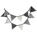 12 Flags 3.2m Black White Cotton Party Wedding Pennant Bunting Banner Decor