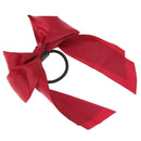 Women Satin Ribbon Bow Hair Band Ponytail Holder Rope(Bean Red)