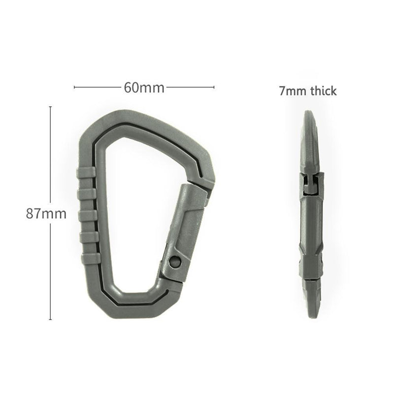5pcs Outdoor Carabiner Molle Keychain Hook Camping D Buckle (Army Green)