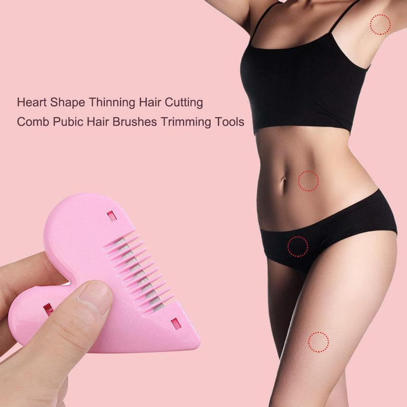 Heart Shape Thinning Hair Cutting Comb Pubic Hair Brushes Trimming Tools