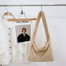 Women Plush Cherry Printing Shoulder Underarm Bag Retro Ladies Small Handbags