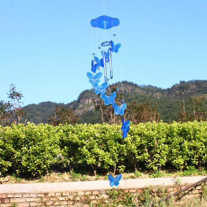 Butterfly Bell Wind Chimes Creative Home Yard Garden Hanging Decor(Blue)