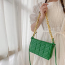 Women Geometric PU Messenger Bag Fashion Solid Color Chain Rectangle Handbags
