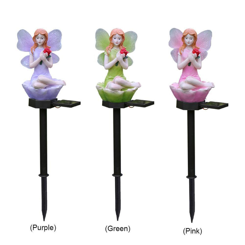2*Solar Flower Fairy Light Outdoor Lawn Stakes Lamps Garden Decor (Purple)