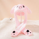 Cute Cartoon Plush Kid Rabbit Hat Moving Jumping up Bunny Ear Head Dress Bean