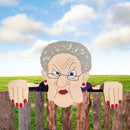 Garden Illustration Fence Decoration Wood Old Man/Lady Yard Art Sign (B) Newly