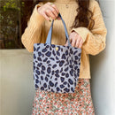 Daily Corduroy Bento Handbag Women Animal Lunch Storage Bag (Grey Leopard)