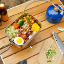 Stainless Steel Portable Wooden Cover Storage Box Food Container Lunch Box