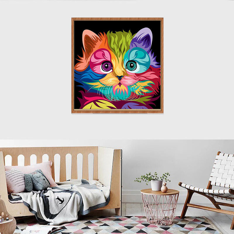 5D DIY Full Drill Diamond Painting Colorful Cat Cross Stitch Embroidery Art Gift