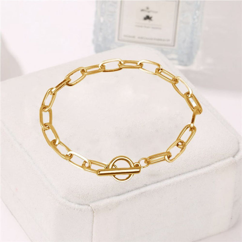 Wrist Stainless Steel Geometric Shape Toggle Clasp Bracelet OT Buckle Chain