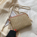 Woven Straw Messenger Bag Beach Women Travel Shoulder Rope Handbag (Khaki)