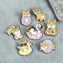 Clothes Jewelry Bag Accessories Dog Enamel Pins Corgi's Happy Life Badge Brooch