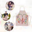 Kitchen Linen Apron Colorful Musical Note Painted Party Supply Cleaning Pinafore