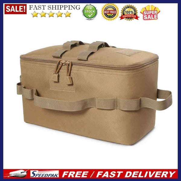 Camping Gas Tank Storage Bag Outdoor Ground Nail Cookware Holder (Khaki)