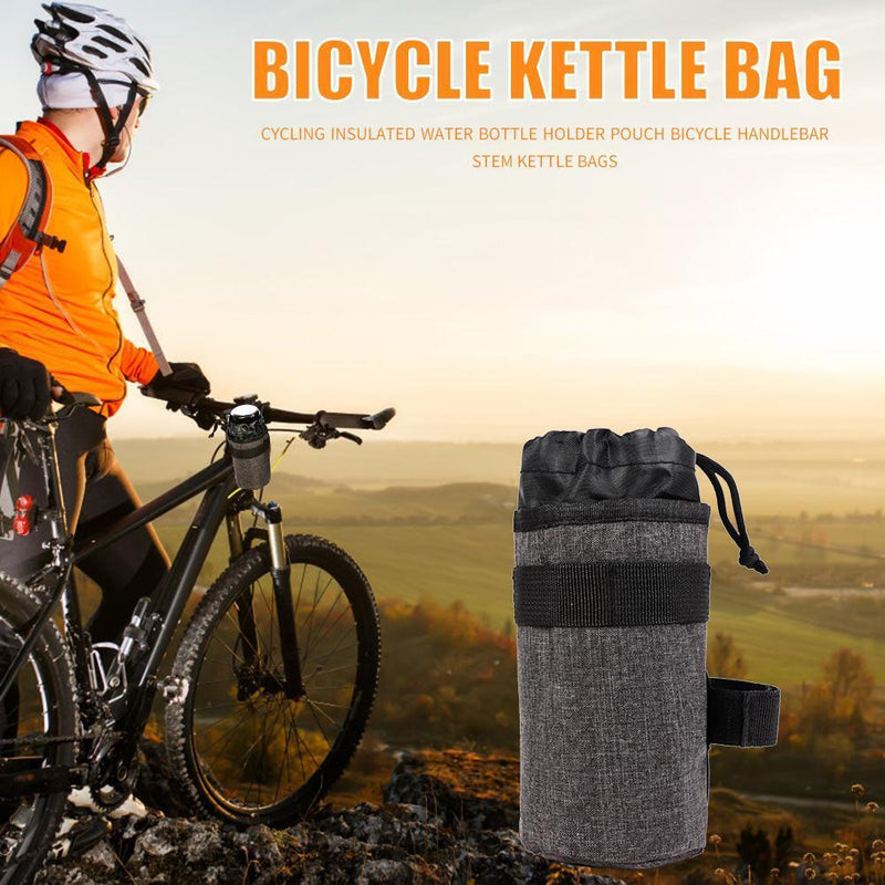 Bike Handlebar Stem Kettle Bag Cycling Insulated Water Bottle Pouch (Grey) Newly