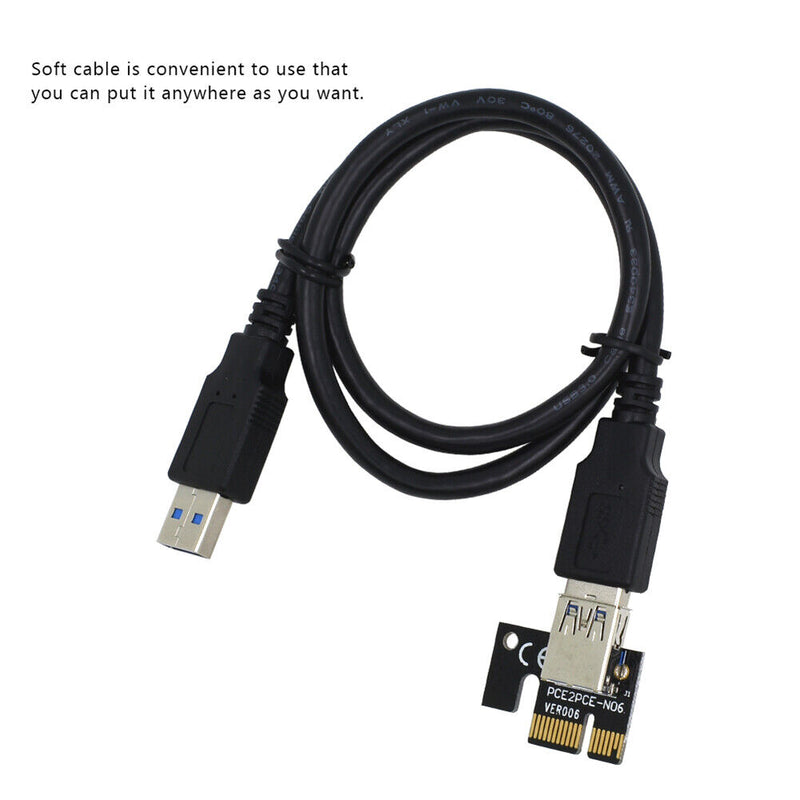 Mining PCIe Riser VER006 PCI-E 1x to 16x Adapter Extender 15-Pin to 4-Pin Power