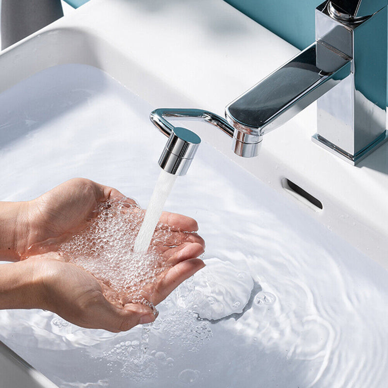 #A 1080 Degree Rotation Faucets Extender Stainless Steel Splash-proof Booster He