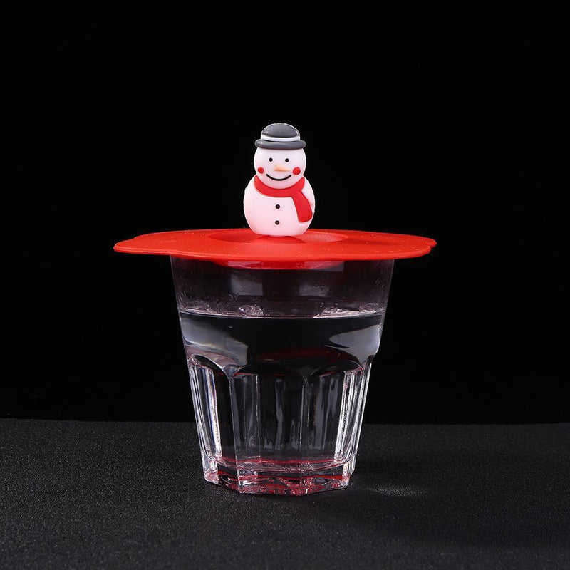 Torx Silicone Cup Cover Heat-resistant Reusable Cartoon Lid (Red Snowman)