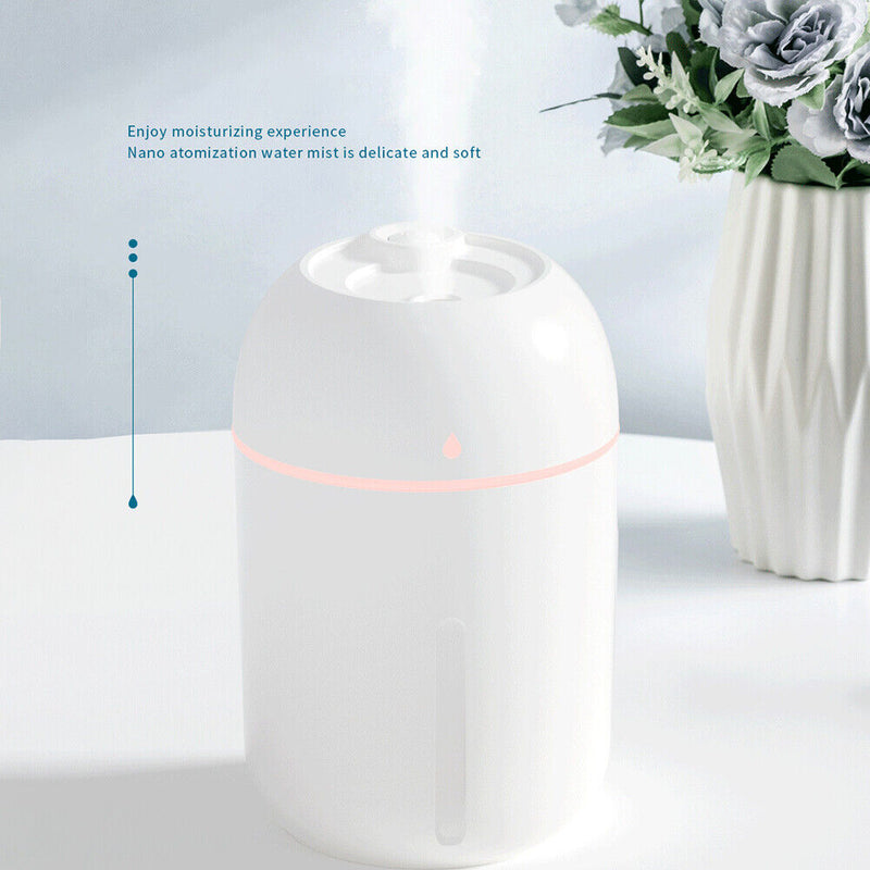 330ML Mini Ultrasonic Humidifier Silent USB Essential Oil Diffuser (White)