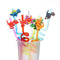 Design Straws-Plastic Dino Theme Cartoon Pattern Dinosaur Reusable Straws