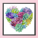 11CT Partial Cross Stitch Heart Succulents Counted DIY Wall Crafts Home Decor