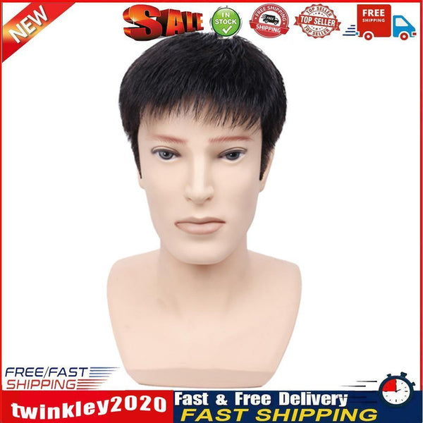Short Synthetic Men Wigs Toupee Hairpieces Hair Replacement (Brush Cut) Newly