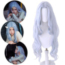 Perücke Beliebte Oma graues langes lockiges Haar Cos silbergraue Lolita-Wellenp.