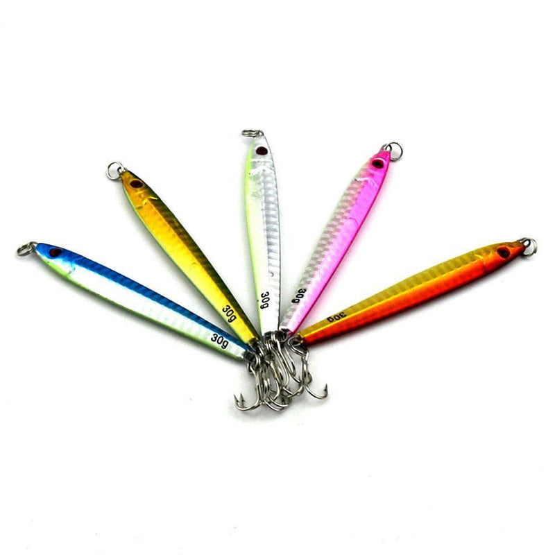 5pcs 30g  Casting Jig Metal Slice Fishing Lures Spinning Fishing Hook