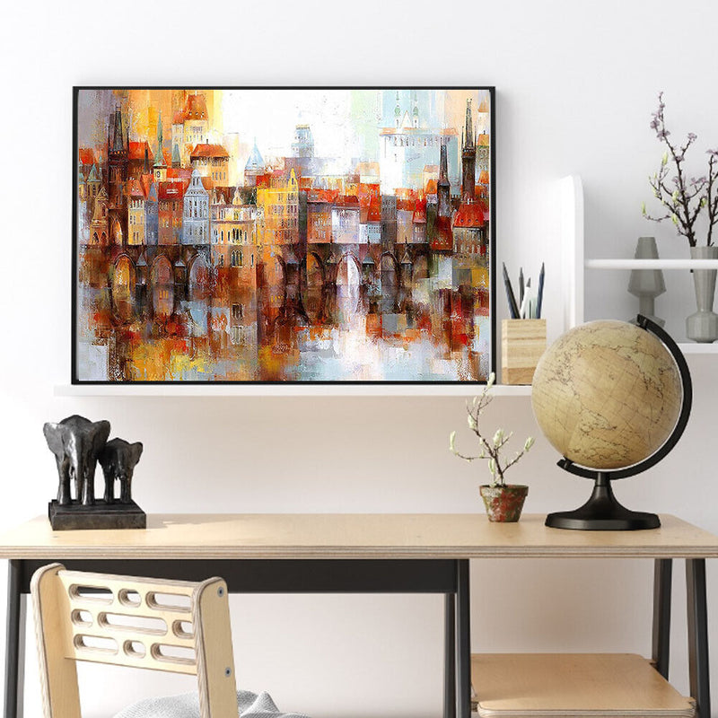 Riverside Town Oil Paint By Numbers Canvas DIY Picture for Adults Children Craft