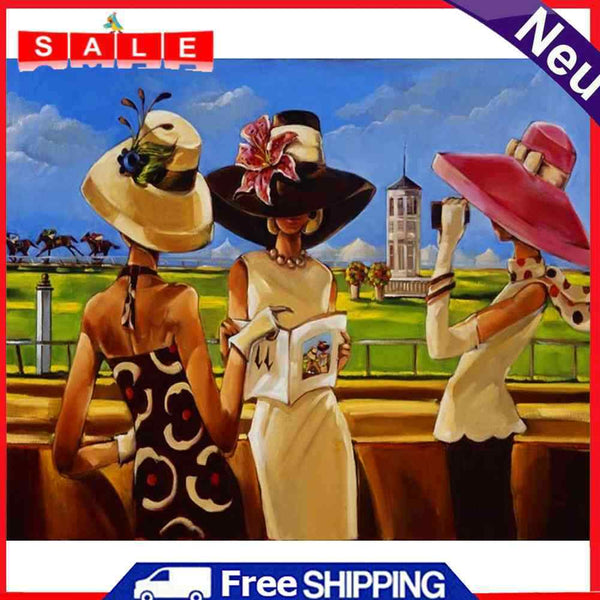 Painting By Numbers DIY Kit Gossip Women Hand Painted Canvas Oil Art Picture