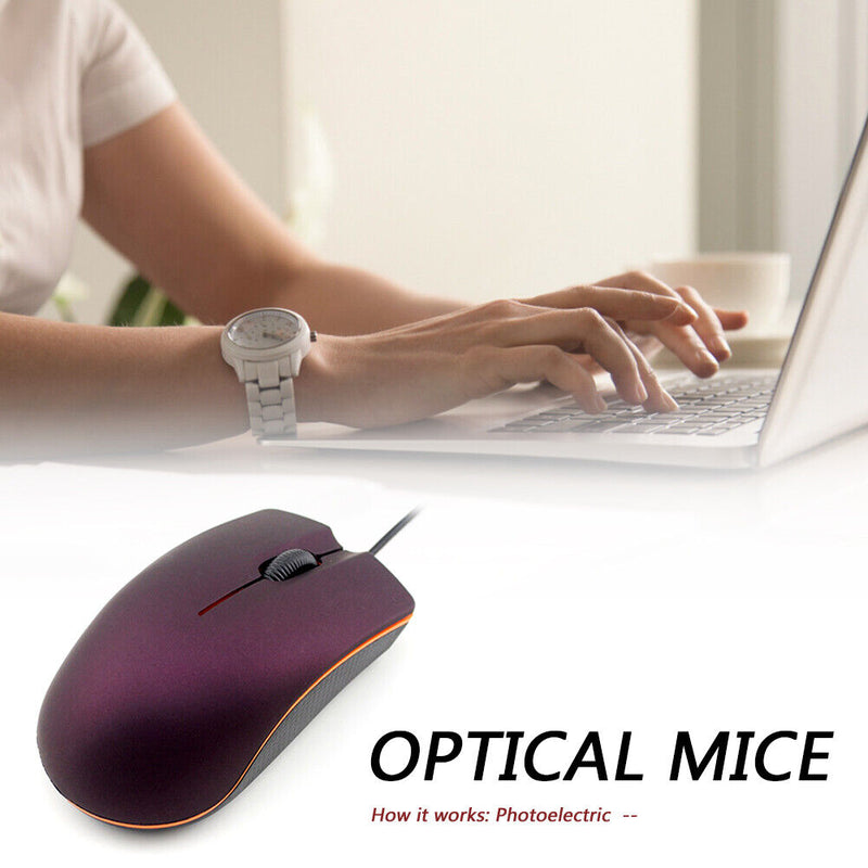 Desktop Laptop PC 3 Buttons USB Wired Ergonomics Optical Mouse for Office Home