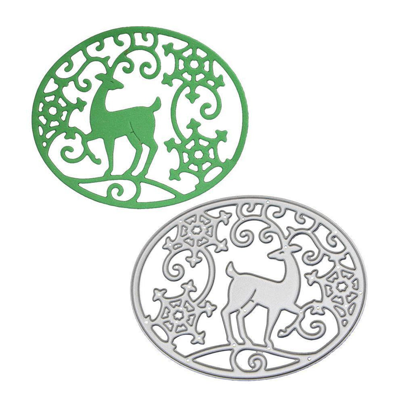 Hot Christmas Deer Oval Style DIY Punching Molds Stencil Scrapbooking Album