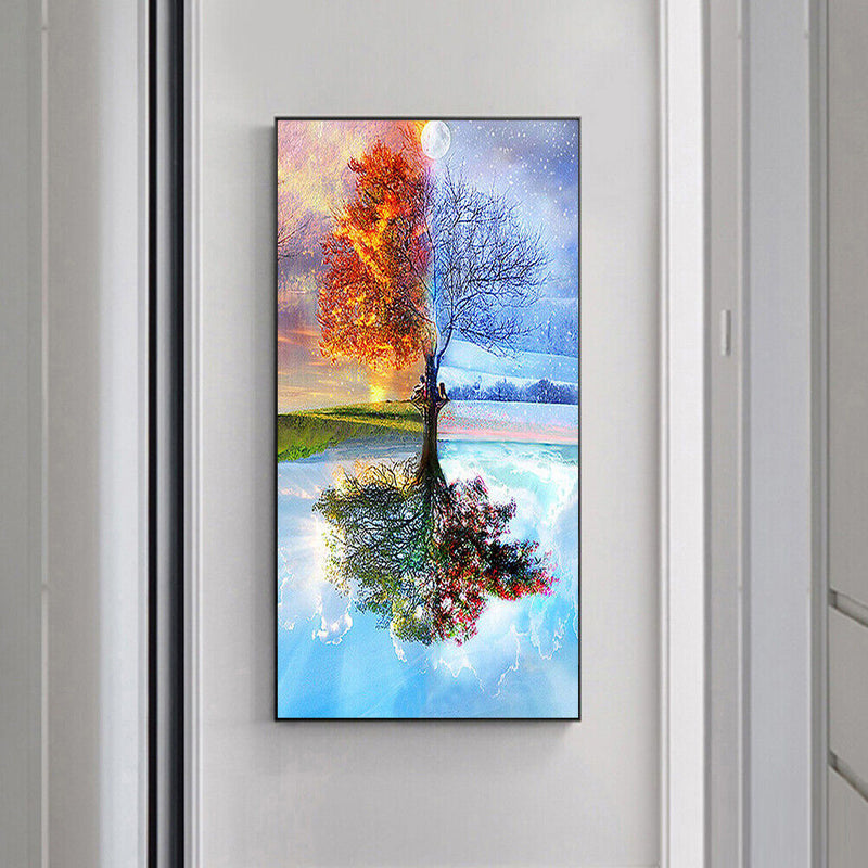 Frameless Oil Paint By Numbers DIY Four Seasons Tree Picture Craft Kit for