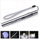 Stainless Steel USB Rechargeable Penlight Pocket Torch Lamp LED Flashlight