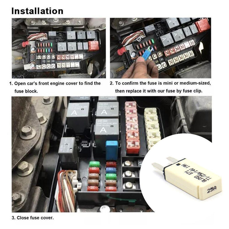 DC 14V Car Reset Mini Circuit Breaker Blade Fuse for Car Boat (30A White)