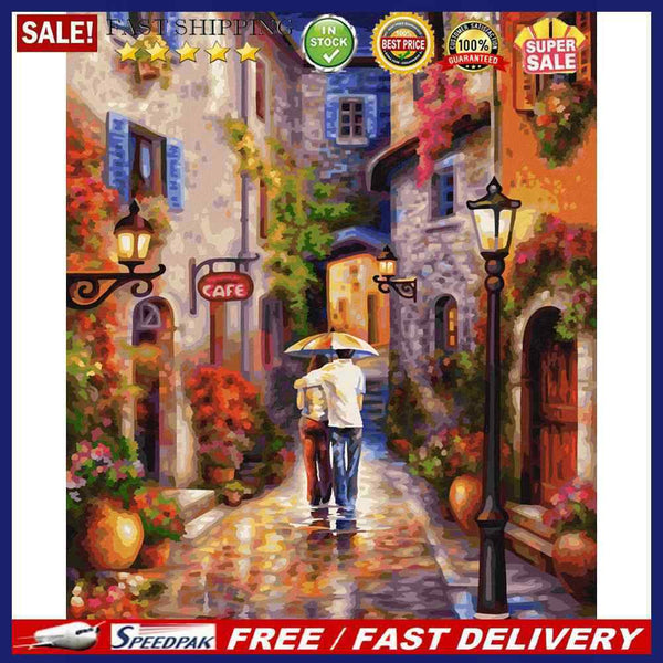 Couple in Alley Oil Paint By Numbers Kit DIY Acrylic Painting on Canvas Dra