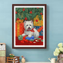 5D DIY Full Drill Round Shape Christmas Puppy Rhinestone Diamond Drawing Kit