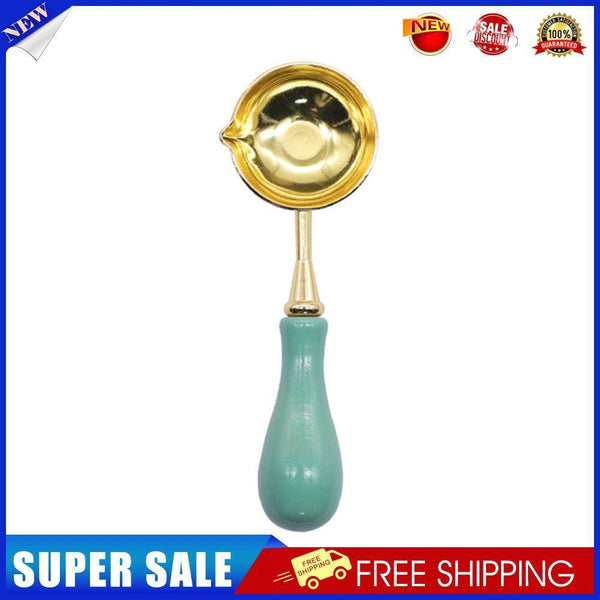 Sealing Wax Spoon Solid Wood Retro Wax Spoon Decorative Stamp Craft (Green)