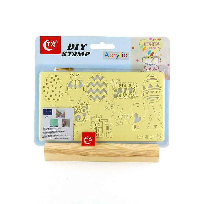 Happy Easter Egg Rabbit Cake Tool Acrylic Embossed Mold Fondant Baking H9T0