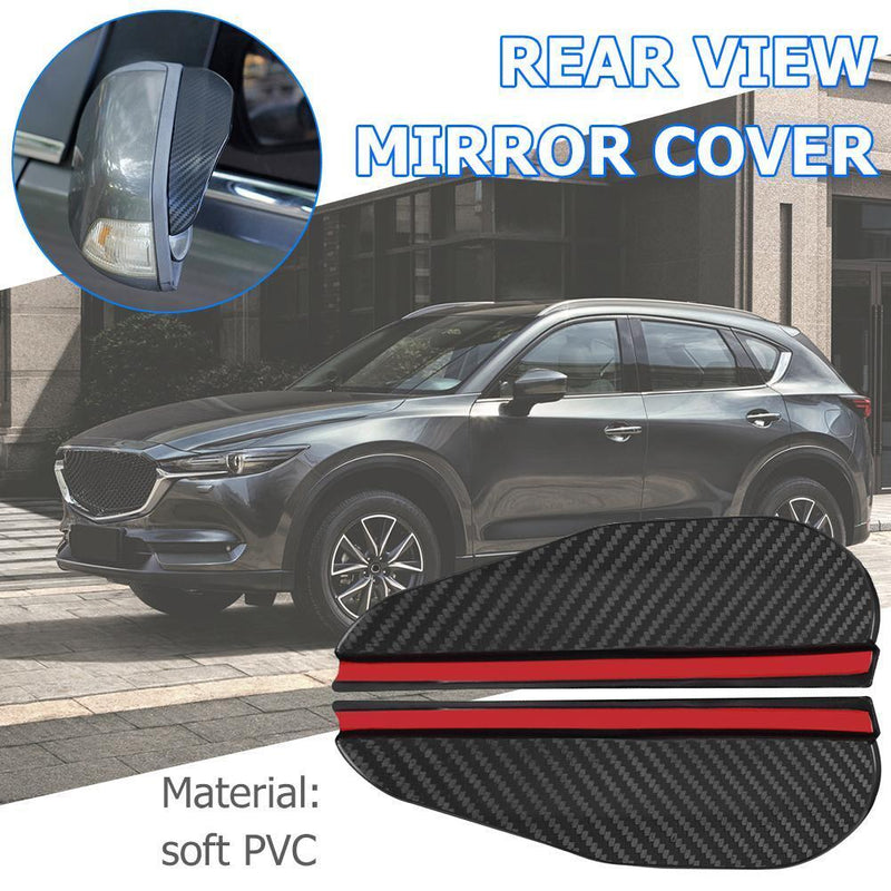 2pcs Carbon Fiber Look Car Side Rear View Mirror Rain Visor Snow Guard Shie